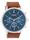 Oozoo Timepieces Ανδρικό Ρολόι 50mm Χρονογράφος Μπαταρίας με Καφέ Δερμάτινο Λουράκι