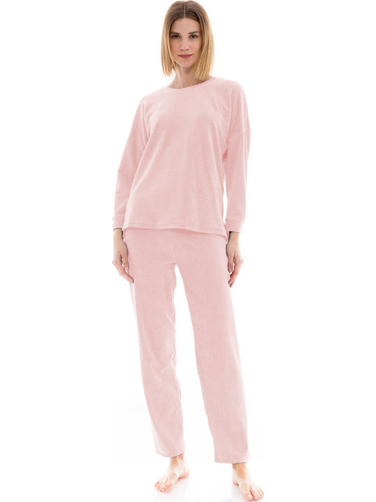 Pink Label Set Pijamale pentru Femei Catifea Roz