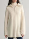 Gant Women's Long Sleeve Sweater Woolen with Zipper Polka Dot White