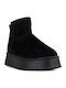 Suede Women's Ankle Boots with Fur Black