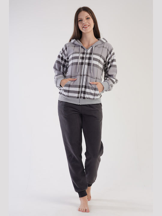 Vienetta Secret Winter Women's Fleece Pyjama Jacket Gray Vienetta