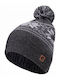 Pom Pom Beanie Unisex Σκούφος Πλεκτός σε Μαύρο χρώμα