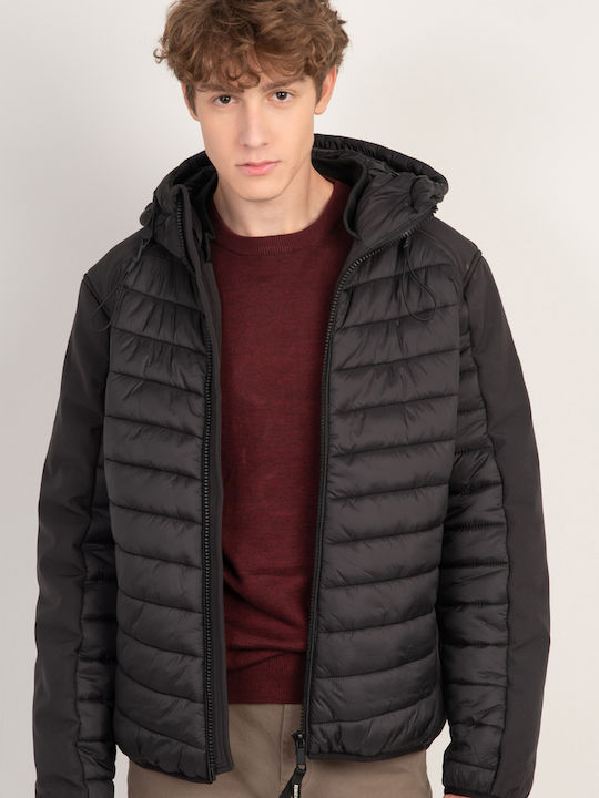 Rebase Herren Winter Jacke Puffer Schwarz