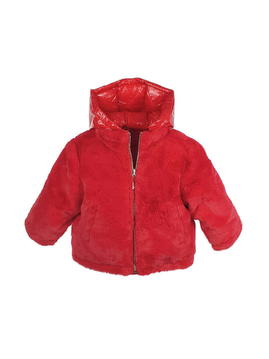 Twinset Girls Casual Jacket Red Double Sided with Ηood