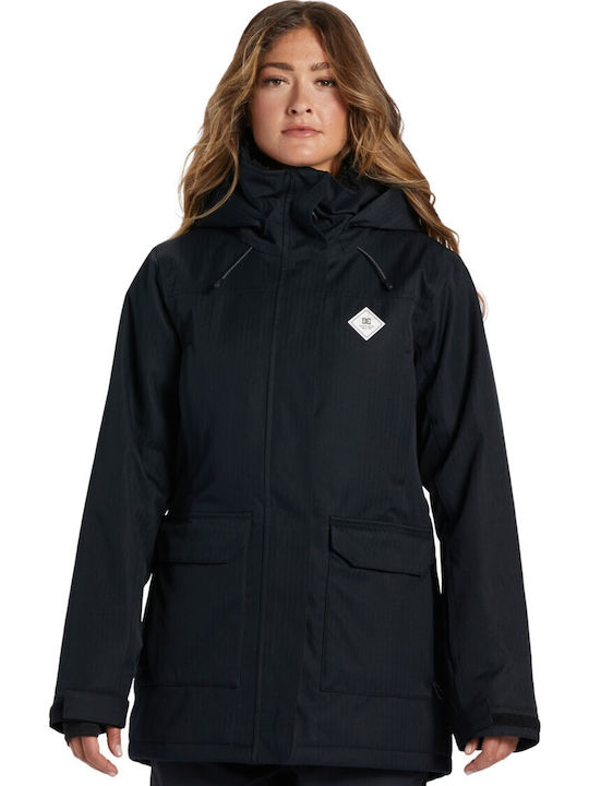 DC Women's Short Parka Jacket for Winter Black