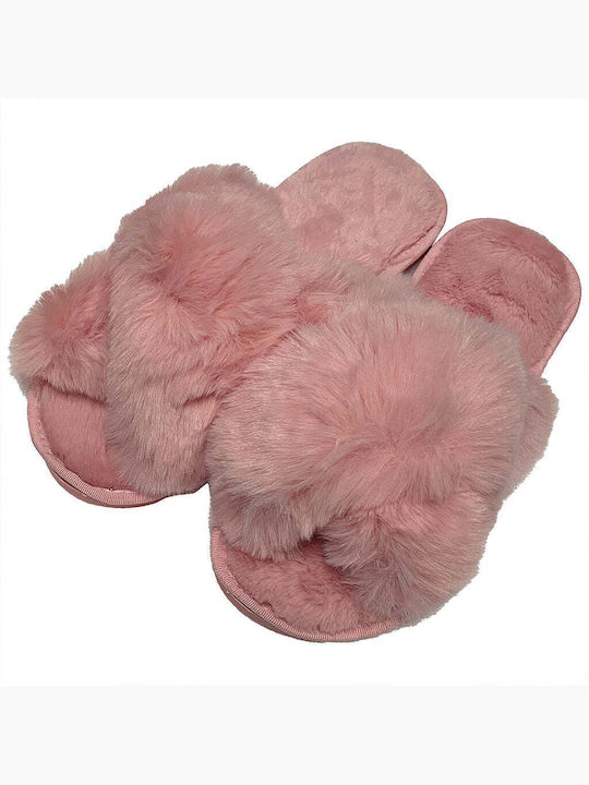 Ustyle Women's Slippers with Fur Pink