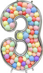 Set of 101 Balloons Latex Silver Jumbo Numbers 3 165cm