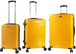 Diplomat Travel Suitcases Yellow with 4 Wheels Set of 3pcs