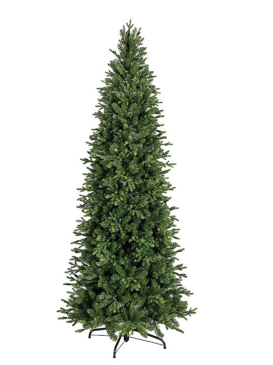 Christmas Slim Green Tree with Plastic Base and Built in Branches H210cm