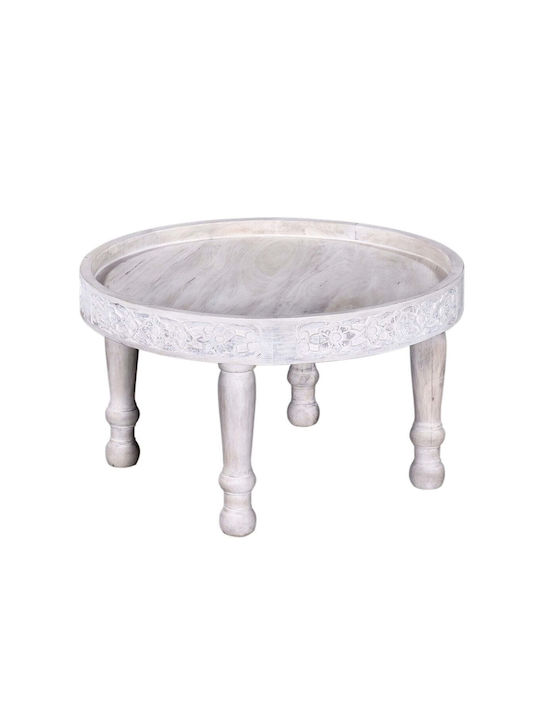 Round Solid Wood Coffee Table Ξύλο L70xW70xH40cm