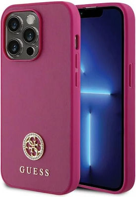 Guess Strass Metal Logo Plastic Back Cover Pink (iPhone 15 Pro)