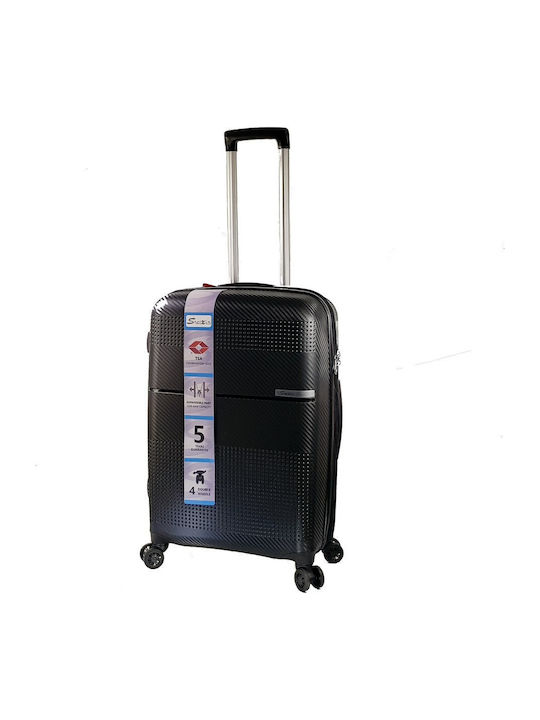Stelxis Hard Black Travel Suitcase with 4 Wheels