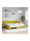 Sofa Bett Einzelbett Mit Stoff bezogen Yellow mit Latten & Matratze 100x200cm