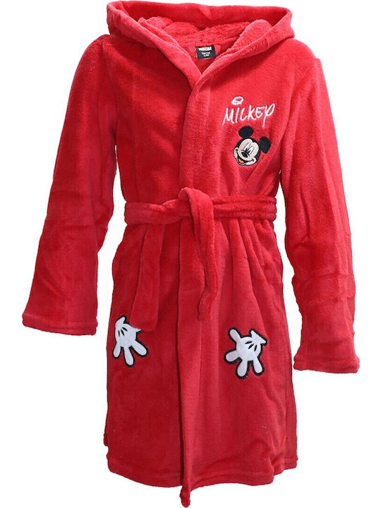 Disney Παιδική Ρόμπα Χειμωνιάτικη Fleece Κόκκινη Mickey Mouse