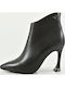 Leather Women's Ankle Boots with High Heel Black