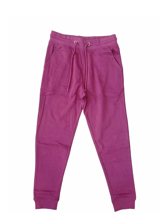 Cotton Point Sweatpants with Elastic Burgundy