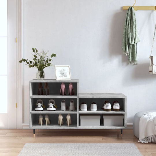 Concrete Wooden Shoe Organizer Gray 102x36x60cm