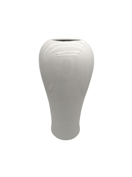 Marhome Διακοσμητικό Βάζο Κεραμικό Λευκό 21.6x43.8cm