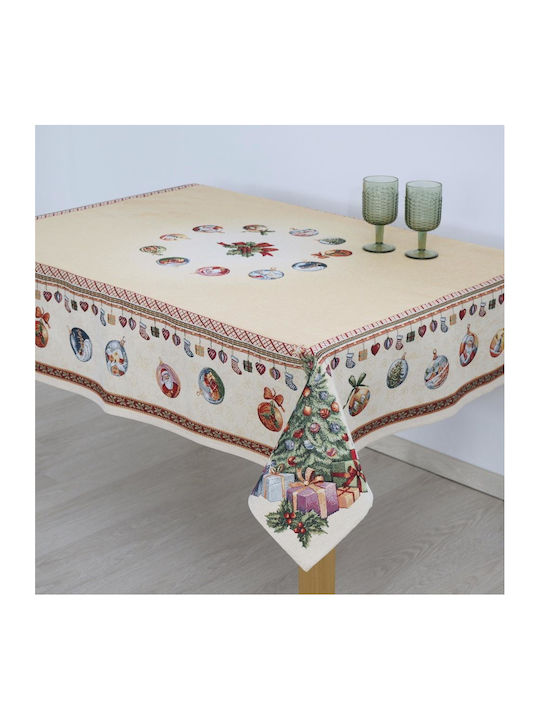 Dimeco Christmas Tablecloth Fabric Gold L180xW140cm 1pcs