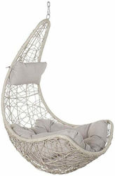 Κρεμαστή Κούνια Φωλιά Rattan Γκρι Ανοιχτό Μ82xΠ75xΥ125cm