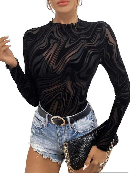 Woman's Fashion Women's Blouse Long Sleeve Black