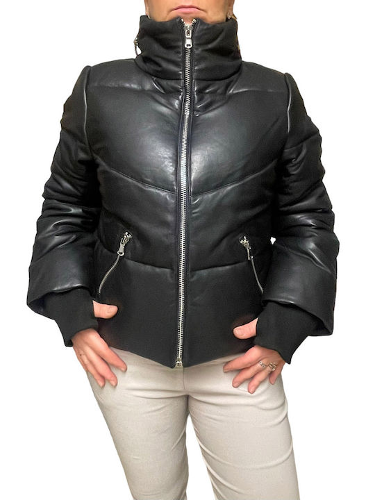 MARKOS LEATHER Women's Short Lifestyle Leather Jacket for Winter Black