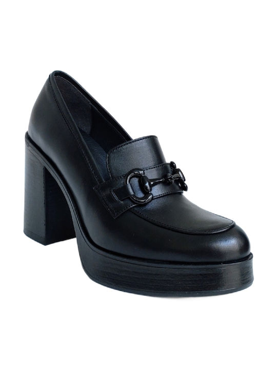 Commanchero Original Leder Pumps mit Chunky hohem Absatz Schwarz