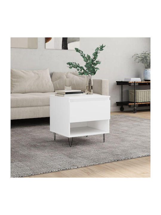 Square Wooden Side Table White L50xW46xH50cm