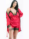 Lafagot Winter Damen Robe mit Pyjama Rot