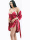 Lafagot Winter Damen Robe mit Nachthemd Rot