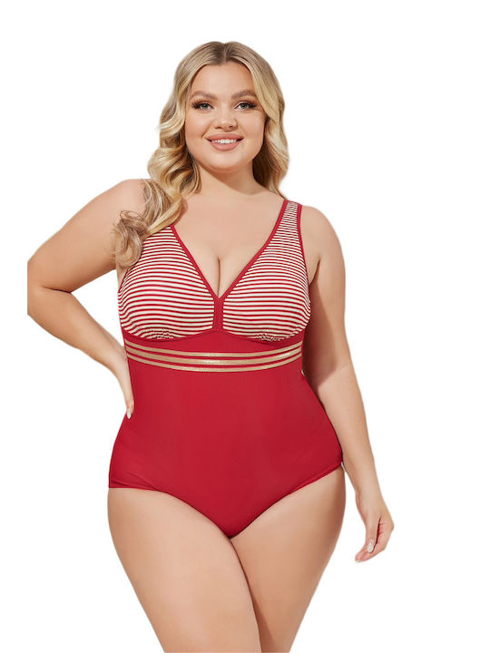 Donna Striped Swimsuit Red