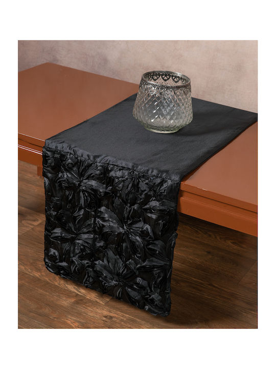 Silk Fashion Tablecloth Runner Black 35x170cm