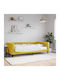 Sofa Bed Single Upholstered with Fabric Yellow with Slats & Mattress 100x200cm