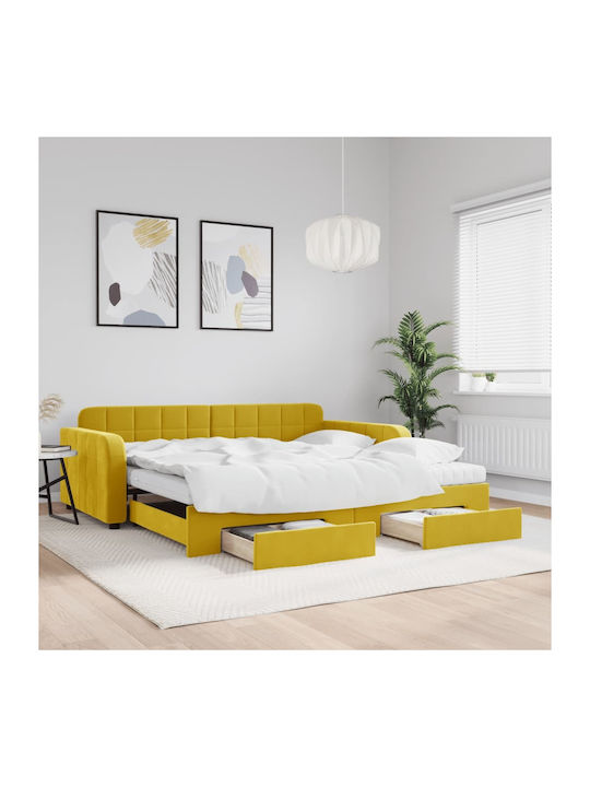 Sofa Bed Single Upholstered with Fabric Yellow ...