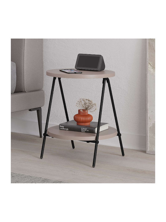 Essel Round Wooden Side Table Ανοιχτή μόκα L35xW35xH42cm