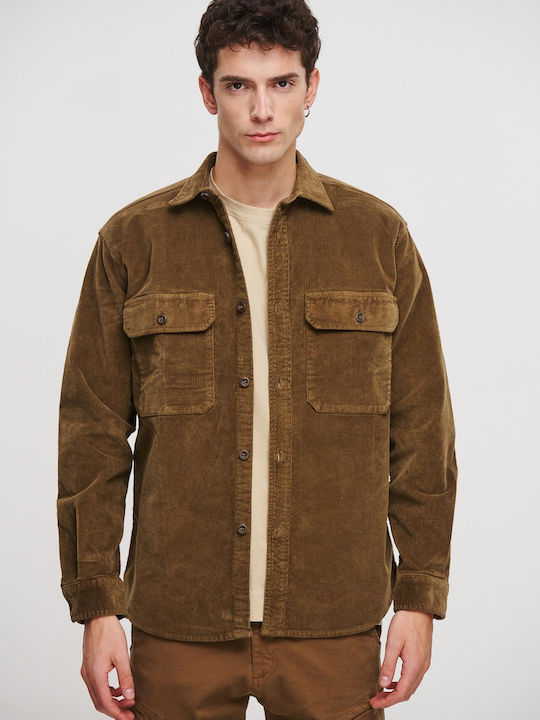 Royal Denim Men's Shirt Overshirt Long Sleeve Corduroy Khaki