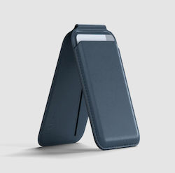 Satechi Vegan-Leather Magnetic Wallet MagSafe Charging Stand in Blue