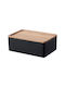 Yamazaki Пластмаса Кутия за съхранение с капак Черен 12.5x18.5x7см 1бр