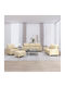 Living Room Furniture Set 3-Seater & 2-Seater & Armchair & Stool Beige