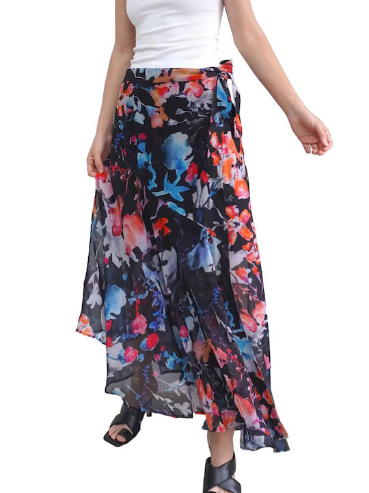Religion Women's Mini Croise Skirt Floral Canvas Black
