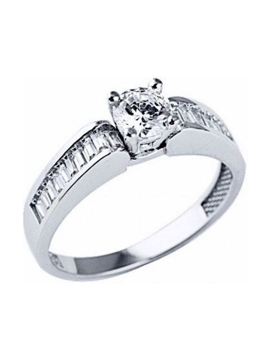 Xrisokosmima Single Stone from White Gold 14K