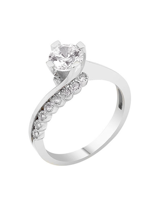 Xrisokosmima Single Stone from White Gold 14K