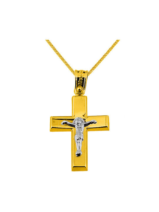 Herren Gold Kreuz 14K mit Kette