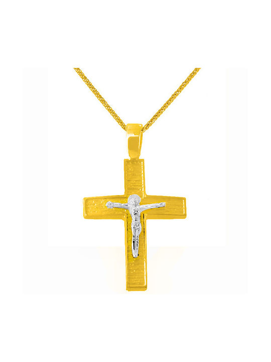 Herren Gold Kreuz 14K mit Kette