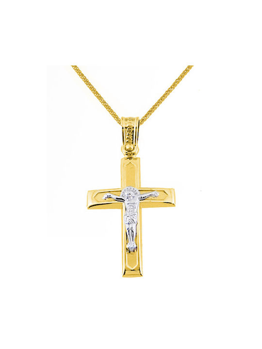 Herren Gold Kreuz 14K mit Kette