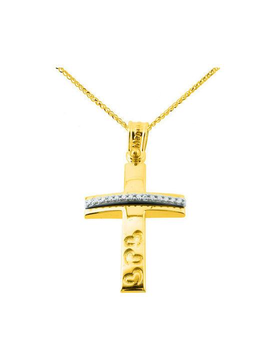 Damen Gold Kreuz 14K mit Kette