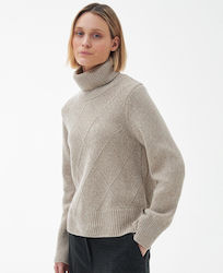 Barbour Long-sleeved Women's Pullover Turtleneck Beige