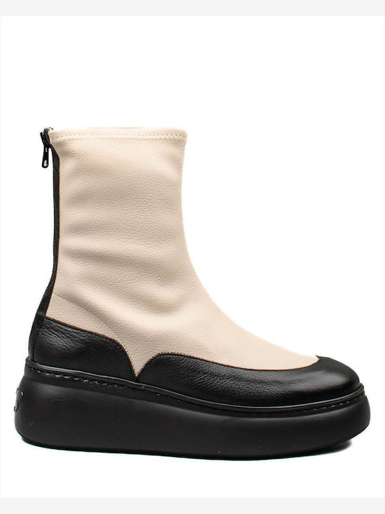 Wild I Leder Stiefeletten Damen Beige