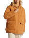 Love Women's Short Puffer Jacket for Winter with Hood Brown