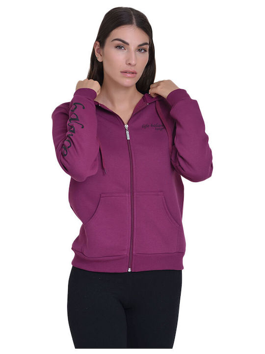 Women's Sweatshirt Jacket Hooded Fuchsia